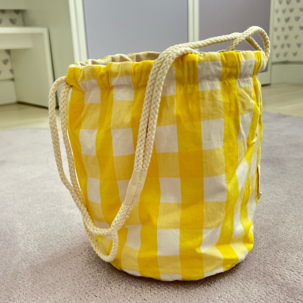 Meri Meri Yellow Cotton Vichy Bucket Bag. Child.
